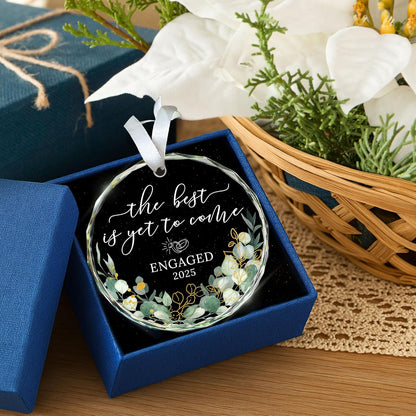 HEXMOZ Engagement Gifts for Couples - Engagement Gift for Newly Engaged Couples, Women, Fiance, Her - Bride to Be Gifts, First Christmas Just Engaged Glass Ornament 2025 - Party Decorations