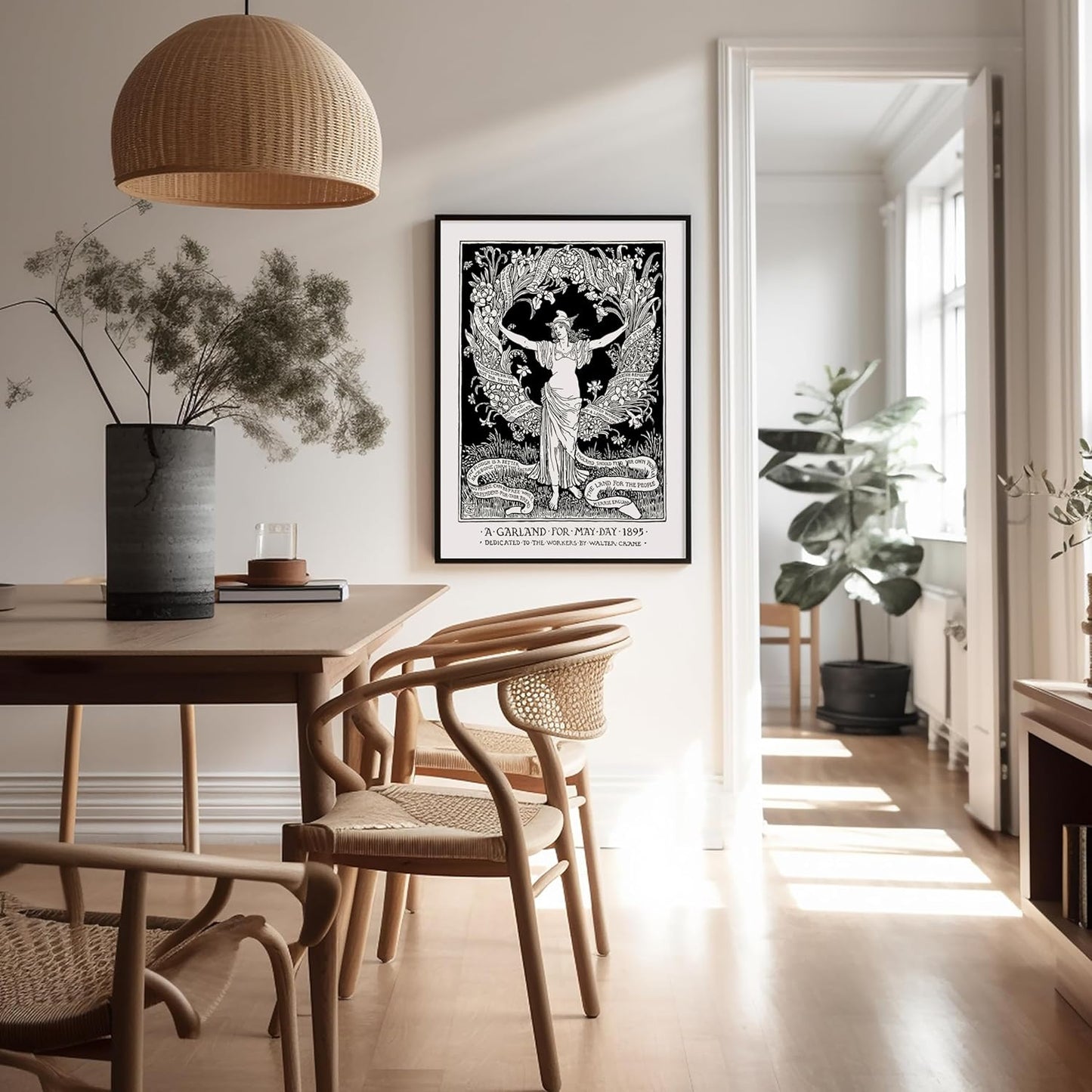 Poster Master Vintage Walter Crane Poster - Retro A Garland for May Day Print - Socialist Art - Gift for Him, Her, Men, Women - Wall Decor for Home, Office, Living Room, 24x32 Unframed Wall Art