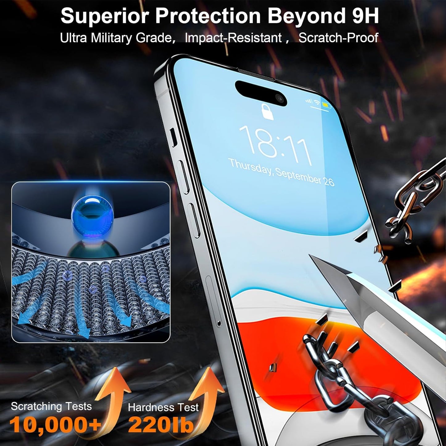 iPhone 15 Pro Max Screen Protector,Durable and Drop-Proof with 9H Hardness,Bubble-and-Dust-Free 15 Pro Max HD High-Aluminum Tempered Glass,Easy Installation Exclusively,2 Pack