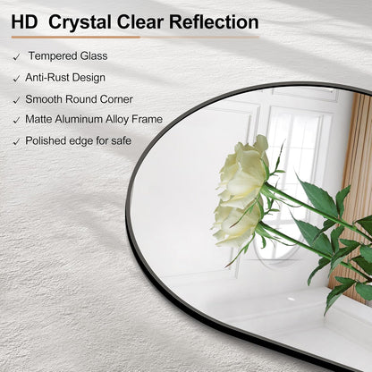 Arched Bathroom Mirror, 30"x30" Black Arched Mirror for Bathroom, Wall Mounted Mirror, Vanity Wall Mirror Metal Frame for Bedroom, Entryway, Living Room, Vertically Hanging