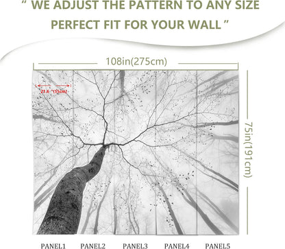 Gray Forest Woodland Wallpaper Mural for Bedroom Living Room (Not Peel n' Stick)