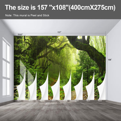 Forest Landscape Wall murals Woodland Tree Peel and Stick Wallpaper for Bedroom Living Room - 108"x157"
