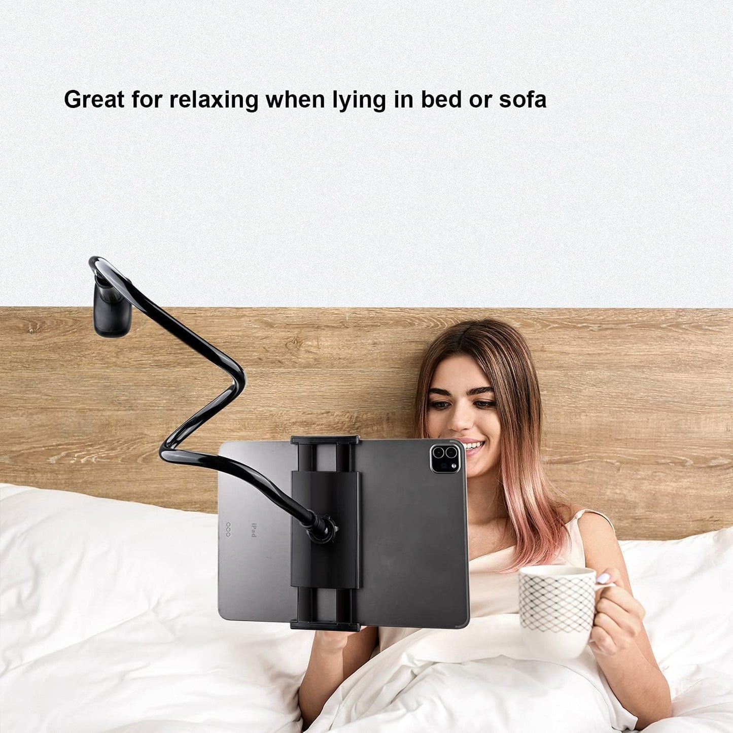 Gooseneck Tablet Phone Holder | Kindle Stand Holder for Bed | 33in Flexible Long Arm Clamp Clip Mount for iPhone, iPad, Switch, Galaxy Tabs, Kindle Fire, 4.7''-11'' Tablet Devices
