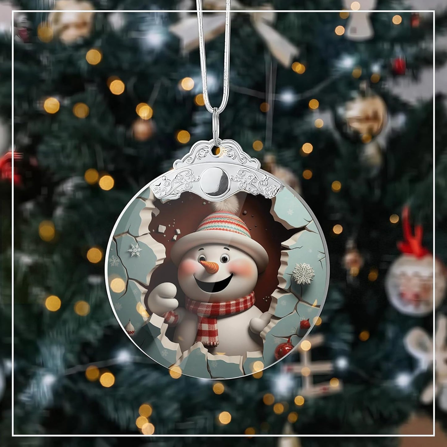 2025 Christmas Ornament, Christmas Tree 4 Inch Acrylic Ornament Art, Christmas Ornaments, Ornaments, Christmas Tree Ornaments, Ornaments for Tree (Cute Snowman)