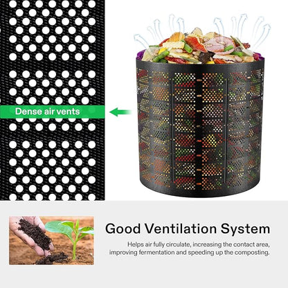 VIVOSUN 300 Gallon Outdoor Compost Bin, Expandable Composter, Easy to Setup & Large Capacity for Backyard, Lawn (Black with Gloves)