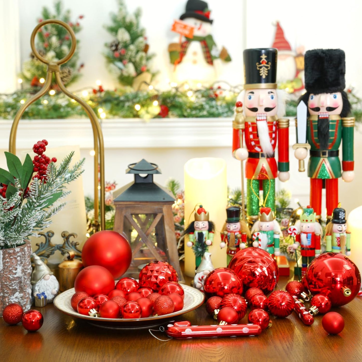 XmasExp 24ct Christmas Ball Ornaments Shatterproof Christmas Ornaments Set Decorations for Xmas Tree Balls 40mm/1.57" (1.57'', Red)