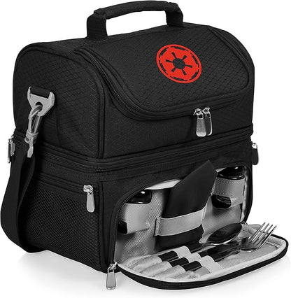 PICNIC TIME Star Wars Darth Vader Pranzo Insulated Lunch Box, Soft Sided Cooler Bag with Utensil Set, Dual Compartment Lunch Tote, (Black)