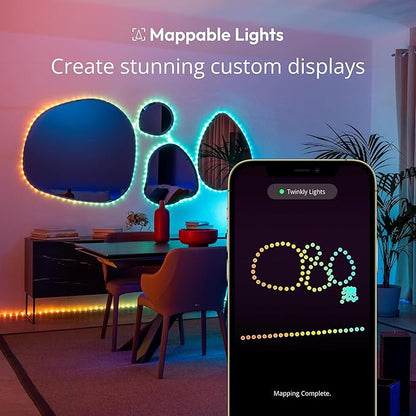 Twinkly Dots String Lights App-Controlled Flexible LED Color Changing String Lights, 60 RGB (16 Mil. Colors). 60 LED / 10 Ft Black Wire. USB-Powered Indoor Smart Home Lighting Decoration
