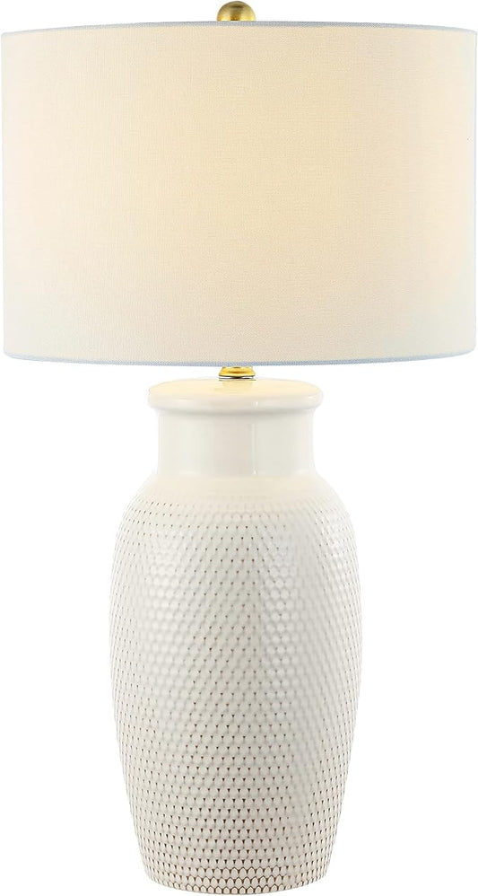 SAFAVIEH Lighting Collection Norsi Modern Contemporary Ivory Ceramic 27-inch Bedroom Living Room Home Office Desk Nightstand Table Lamp (LED Bulb Included)