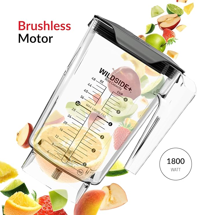Blendtec Stealth X 885 - Brushless Commercial-Grade Blender with Sound Enclosure - Wildside + and FourSide Jar with Soft Lid - Black