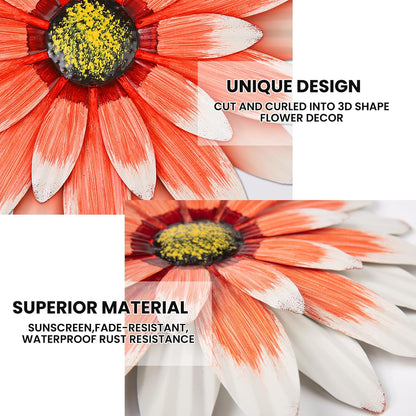 Metal Flowers Outdoor Decor 13" Metal Sunflower Wall Art Decorations Sunflower Wall Decor for Kitchen Living Room Porch Garden Yard