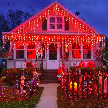 Icicle Lights for Outside, 66ft 640 LED Icicle Christmas Lights Outdoor with 120 Drops 8 Modes, Waterproof Red Christmas Light for House Plug in for Indoor Party Holiday Halloween Decorations