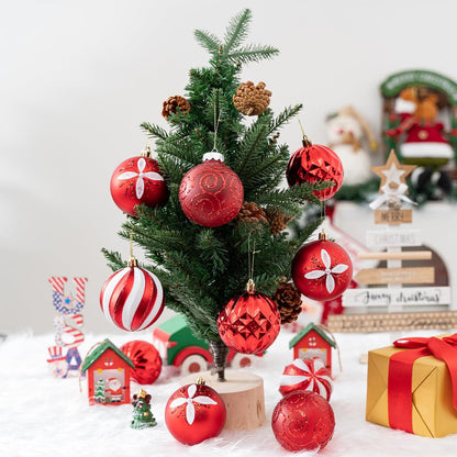 16Pcs Christmas Ball Ornaments Set, 3.15" Shatterproof Christmas Ornaments, Luxury Glitter Hanging Ornaments for Xmas Tree, Xmas Holiday, Party, Wedding (Red)