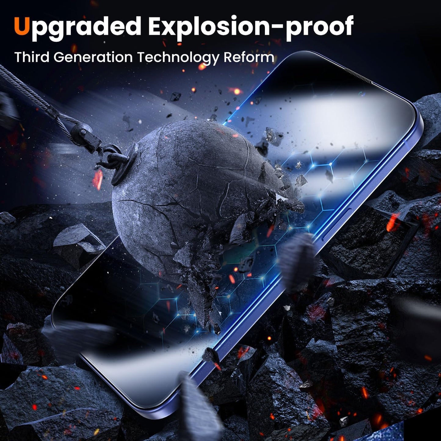 UniqueMe for iPhone 15 Plus / 16 Plus Screen Protector - [Military Grade Shatterproof & 9H+ Hardness] Tempered Glass Full Coverage Protection, Easy Installation, 2 Packs