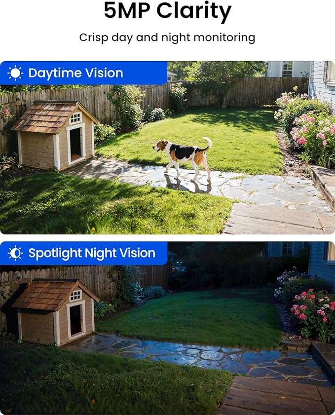 REOLINK 5MP Solar Security Cameras Wireless Outdoor, 360° Pan Tilt Auto-Tracking, Smart AI Detection, Up to 1TB Local Storage, 2.4/5GHz Dual-Band WiFi, Home Hub Mini with 4X Argus PT + Solar Panel