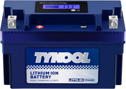 TYKOOL YT7B-BS, 240 CCA, 3X Cranking Amps,5X Life, High Performance Lithium LiFePO4 Motorcycle Battery,12V 4Ah,Fits for ATV,Fits for Ducati 1198cc,BRP (CAN-AM) 450cc ATV,Yamaha 125cc,150cc Scooter
