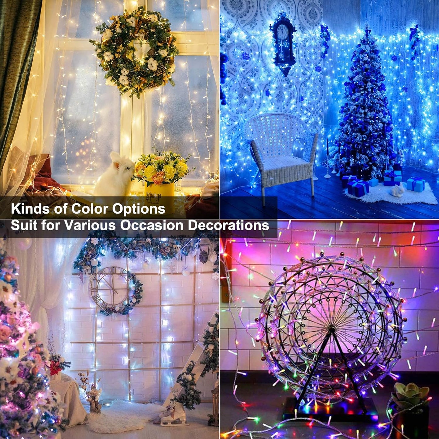 BrizLabs RGB String Lights, Color Changing Orange Purple Halloween Lights, 100 LED 33ft USB Christmas Light Dimmable with Remote, Mini Christmas Light String Clear Wire for Halloween Xmas Thanksgiving