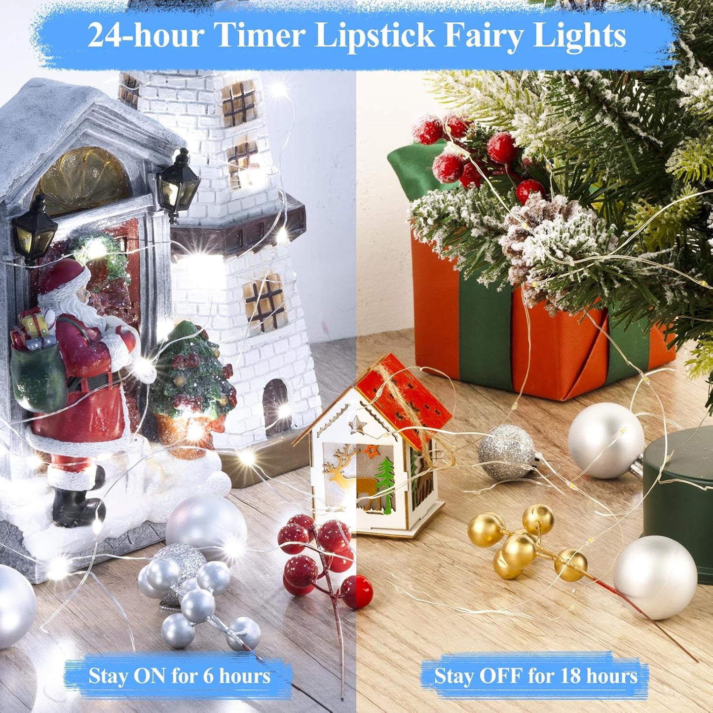 Lakumu LED String Lights Battery Operated, Rechargeable Fairy Lightswith Timer, Mini Twinkle Lights for Bedroom, Christmas Decorations, Wedding, Vine, Centerpiece Table Decor (10M/33FT Cool White)