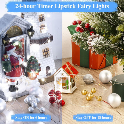 Lakumu LED String Lights Battery Operated, Rechargeable Fairy Lightswith Timer, Mini Twinkle Lights for Bedroom, Christmas Decorations, Wedding, Vine, Centerpiece Table Decor (10M/33FT Cool White)
