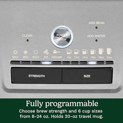 Cuisinart Coffee Maker, Custom Grind and Brew Single Cup Coffee Maker, 6 Cup Sizes, Built-in Stainless Steel Burr Mill, Adjustable Strength, Grind Control and Over Ice Feature, Easy Cleaning, DGB-30