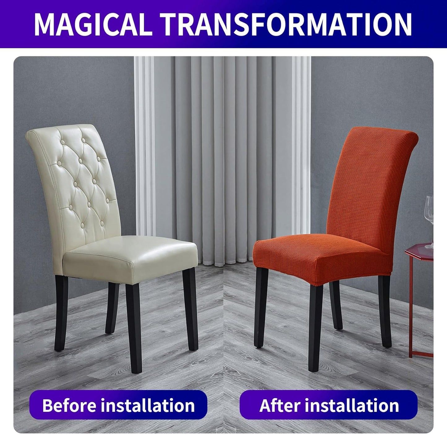 Howhic Stretch Chair Covers for Dining Room Set of 4, Removable Washable Dining Room Chair Covers, Dining Chair Slipcovers Seat Protector, Great for Home and Banquet Decor (Pureed Pumpkin, 4 Pack)