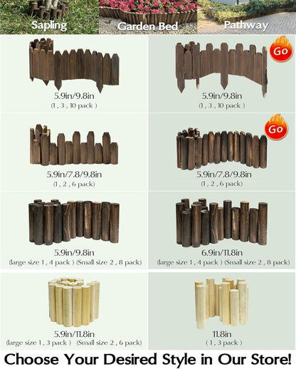 Wood Garden Edging, Wooden Fence Border Decorative Small Picket Panels for Flower Bed Barriers and Landscape Fencing (5.9" H x 47" L, 1 Pack)