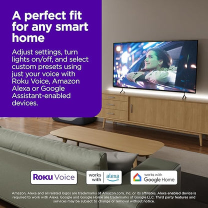 Roku Smart LED Light Strip, 32.8ft - Color Options with Adjustable Brightness & Temperature - Peel & Stick WiFi Smart Strip Lights Works with Roku Voice, Alexa & Google Assistant - Smart Home Products