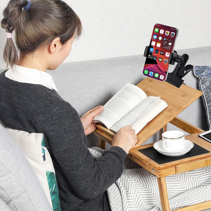Clamp Phone Stand Holder for Desk/Table/Glass/Baffle/Easel/Guitar Head,360°Adjustable Aluminium Alloy Arm Metal Phone Mount,Compatible with iPhone/Nexus/HTC/LG/Huawei/Smart Phones