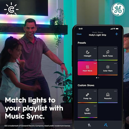 Cync GE Dynamic Effects Smart LED Light Strip with Music Sync, Color Changing Outdoor Light Strip, Compatible with Alexa and Google Home, 32ft Waterproof Light + Power Supply