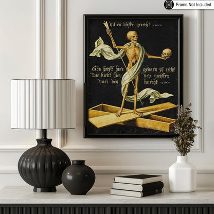 Poster Master Vintage Medieval Poster - Retro Gothic Print - Gift for Artist, Friend - Allegory of Life and Death, Skeleton, Dark, Skull - Wall Decor for Home, Living Room, 24x32 Unframed Wall Art