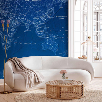 artgeist Wall Mural World Map 154x110 in - XXL Peel and Stick Self-Adhesive Wallpaper Removable Large Sticker Foil Wall Decor Print Picture Image Design Map of The World k-A-0125-a-a