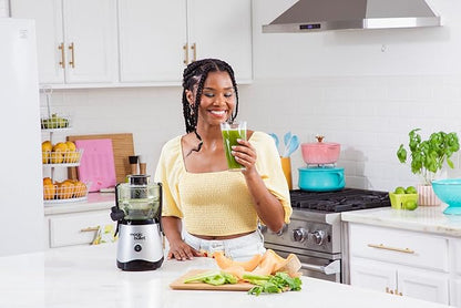 Magic Bullet® Mini Juicer, Countertop Space-Saving, 2" Feed Chute for Fruits and Vegetables, 400W, Compact Design, Black/Silver, MBJ10100