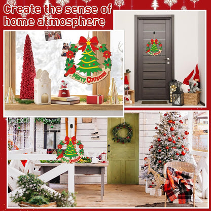 Paintable Christmas Ornaments 3 Sets, Wooden Ornaments to Paint, Unifished Christmas Tree Wreaths Wood Crafts for Painting, Wood Cutouts DIY Xmas Ornament for Front Door Decor (Bird