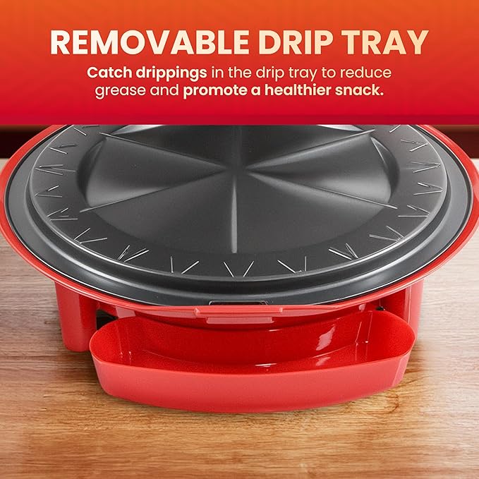 Elite Gourmet EQD-118 Electric Non-Stick 11" Quesadilla Maker,Easy-Slice 6-Wedge,Grilled Cheese Corn Flour Tortilla Snacks,Red,(Pack of 3)