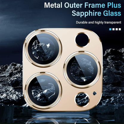 Uyiton for iPhone 12 Pro Max Camera Lens Protector, [Drop Protection][Strong Adsorption] 9H Tempered Glass Camera Cover Screen Metal Ring Case Friendly Scratch Resistant Easy to Install - Gold