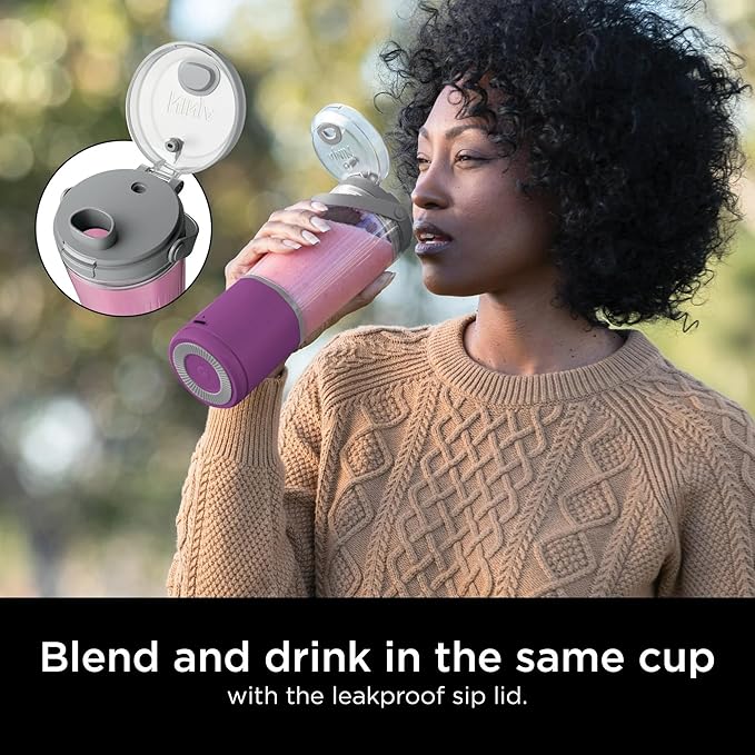 Ninja Blast 16 oz. Personal Portable Blender with Leak Proof Lid and Easy Sip Spout, Perfect for Smoothies, Cordless, USB-C Rechargeable, Dishwasher Safe Parts (Renewed) (Passion Fruit Purple)
