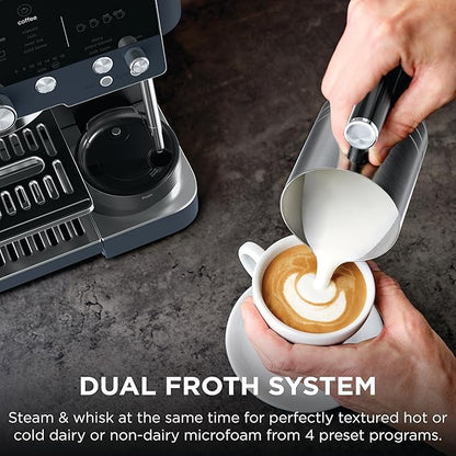 Ninja Luxe Café Premier Series, Espresso Machine, Drip Coffee Maker & Rapid Cold Brew, Integrated Grinder, Assisted Tamper, Hands-Free Frother, for Cappuccinos & Lattes, Cyberspace, ES601CY