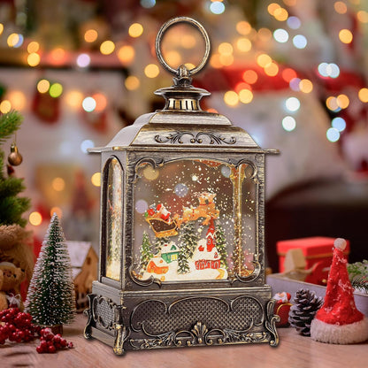 Christmas Snow Globes,Christmas Decorations for Home,with 6 Hour Timer,Musical Snow Globe,Battery Or USB Powered,Christmas Lantern,Christmas Festival Decor, Reindeer Vehicle