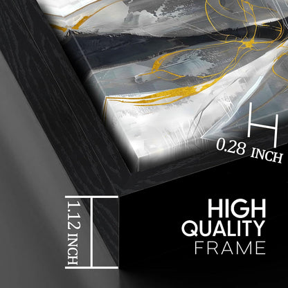 Ouzzlie Abstract Wall Decor Art Modern Canvas Picture Black White and Gold Wall Art for Bedroom Office Decoration 24" x 48"