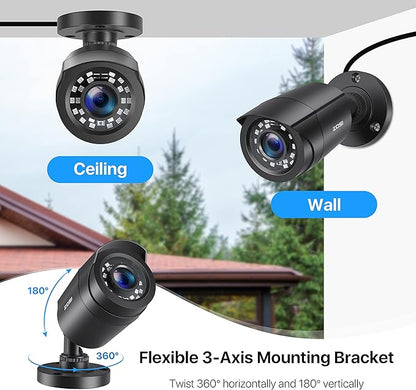 ZOSI 1080P 4 Pack HD TVI Security Cameras, 80ft Night Vision, Outdoor Indoor Weatherproof Bullet Camera for 1080P/5MP/4K HD TVI Analog CCTV DVR System