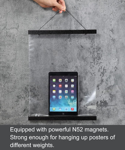 FALAMON Magnetic Poster Hanger Frame,52x20 52x32 52x36 Teak Wood Magnet Poster Frame for Posters,Prints,Photos,Pictures,Maps,Scrolls,and Canvas Artwork(Black,52")