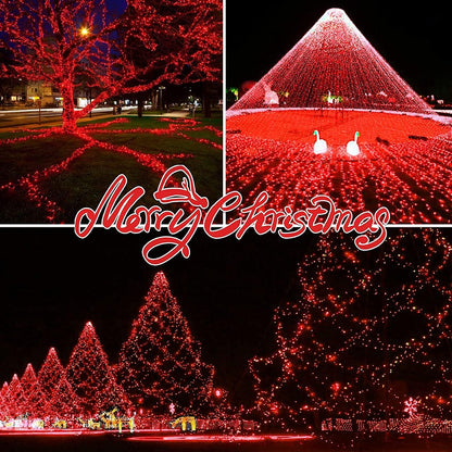 300LIGHTS(2*150L) RED Extra-Bright with End Connectors Christmas Decorative Lights 19.44m UL Certified Mini String Light Set Waterproof for Home Garden Holiday Tree Party Patio Decor Wedding