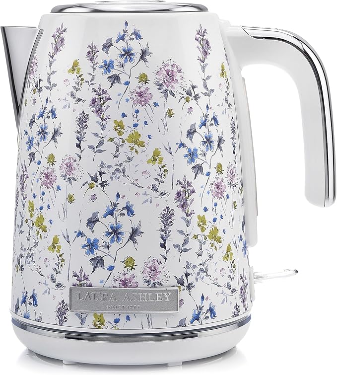 Laura Ashley Stainless Steel Electric Kettle 1.7 Liter - 1500W Rapid Boil Electric Kettles for Boiling Water - Electric Tea Kettles Automatic Shut Off - Overheat & Boil Dry Protection Jug Kettle