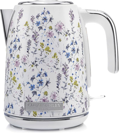 Laura Ashley Stainless Steel Electric Kettle 1.7 Liter - 1500W Rapid Boil Electric Kettles for Boiling Water - Electric Tea Kettles Automatic Shut Off - Overheat & Boil Dry Protection Jug Kettle