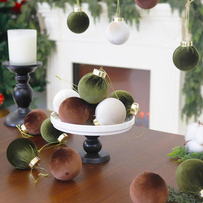 3.15inch Velvet Ornaments for Christmas Tree, 15pcs Multicolor Flocked Christmas Ornaments Decorations Balls Set Decor