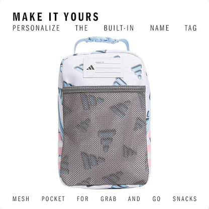 adidas Santiago Lunch Bag Cooler for Women and Men, Insulated Food Container Box with Mesh Pocket, 3D AOP White/Clear Sky Blue/Clear Pink/3.0, One Size