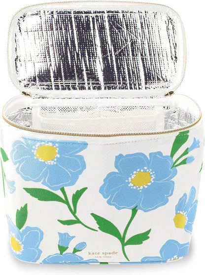 kate spade new york, Insulated Lunch Tote, Small Lunch Cooler, Cute Lunch Bag for Women, Striped Thermal Bag with Double Zipper Close and Carrying Handle (Sunshine Floral)