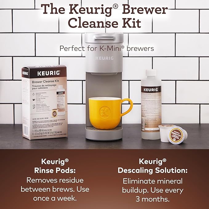 Keurig Brewer Cleanse Kit For Brewer Descaling and MaintenanceIncludes Descaling Solution & Rinse Pods,Compatible Classic/1.0 & 2.0 K-Cup Pod Coffee Makers,5 Count (Pack of 2)