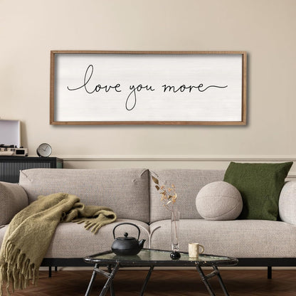 Love You More Sign 32''×12'' Master Bedroom Above Over Bed Wall Decor Modern Farmhouse Large Vintage Wood Framed Hanging Over Bed Bedside Wall Art (Wood)