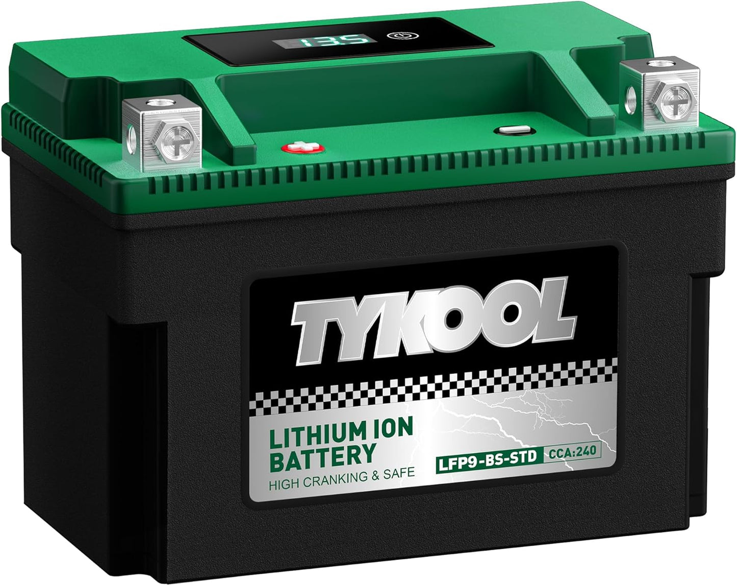 TYKOOL YTX9-BS -STD 240CCA Lithium LiFePO4 Motorcycle Battery,2X Cranking Amps,5X longer life,Powersports battery,for Scooter,ATV,UTV (Polaris 150cc),BMW (310cc,650cc,1000cc),Honda,Kawasaki
